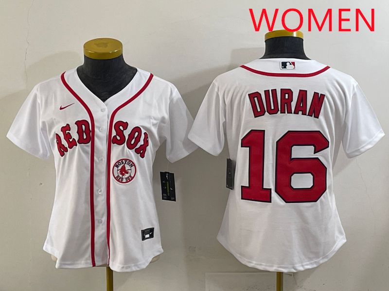 Women 2025 Boston Red Sox 16 Duran White Game Nike MLB Jersey style 7